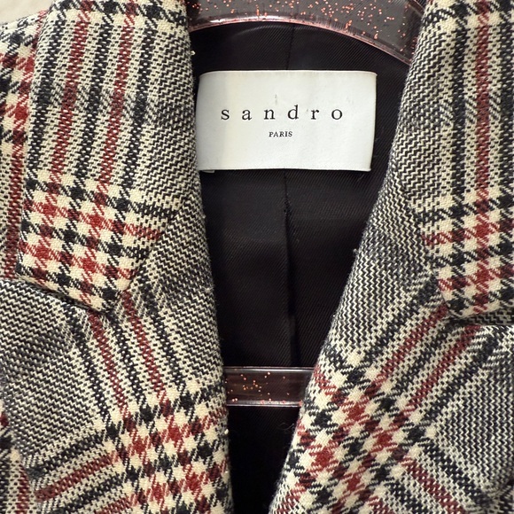 Sandro Classic Gray Wool Double-Breasted Blazer - Picture 6 of 11